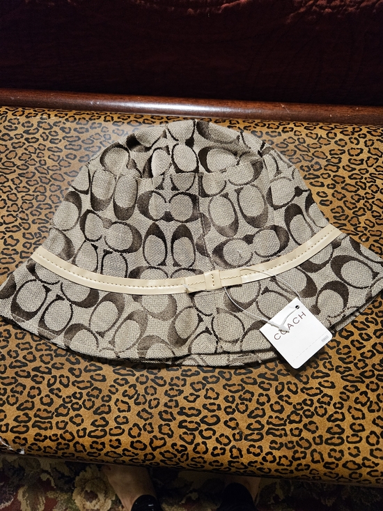Coach Accessories - Coach Monogram Canvas Bucket Hat in Beige and Brown